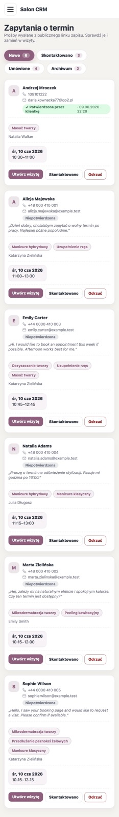 Mobile booking requests