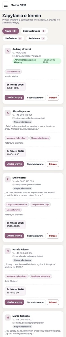 Mobile booking requests